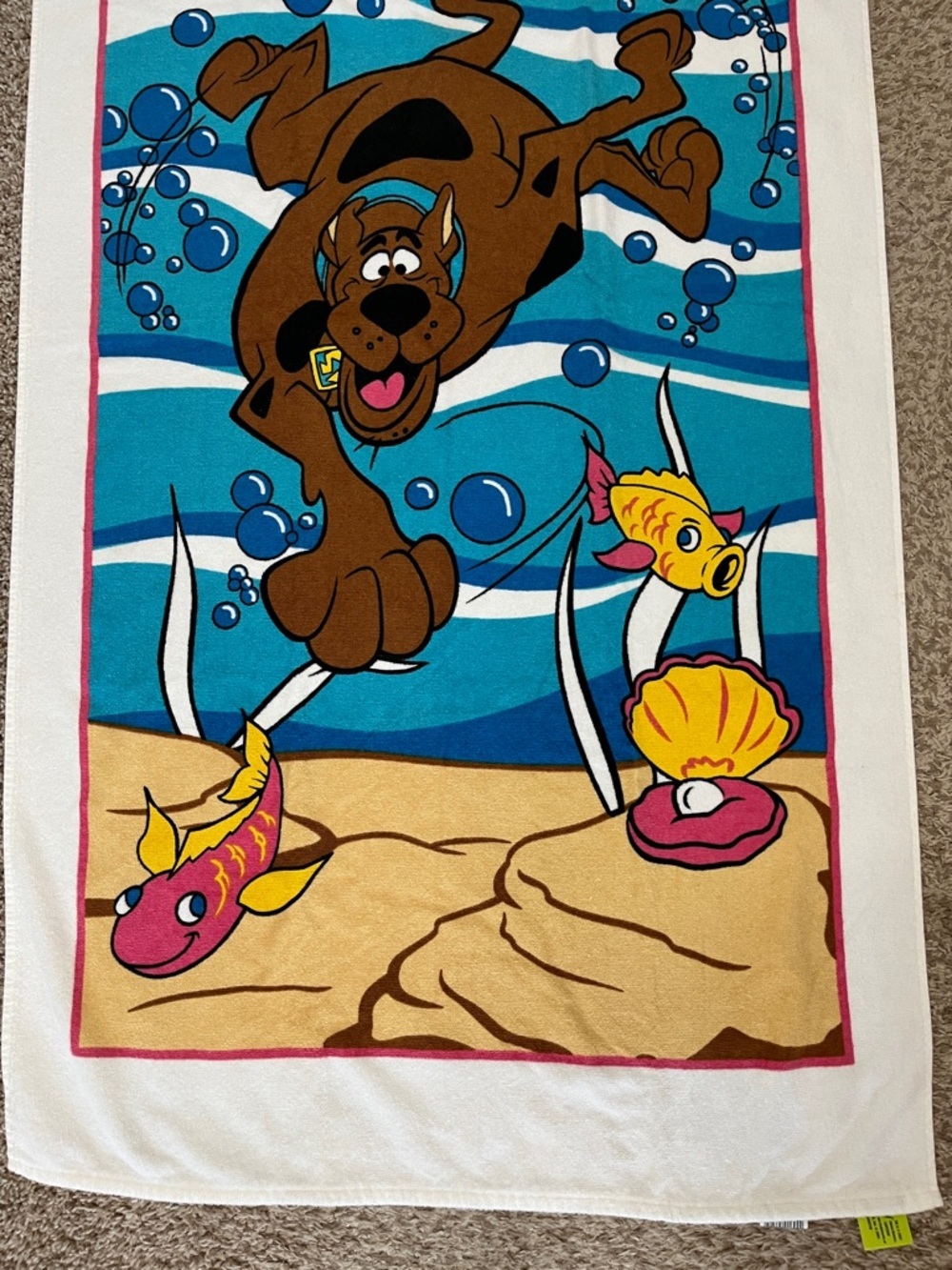 Vintage 2002 Scooby-Doo Underwater Beach Towel Cartoon Network Karsten Brazil - Picture 8 of 15
